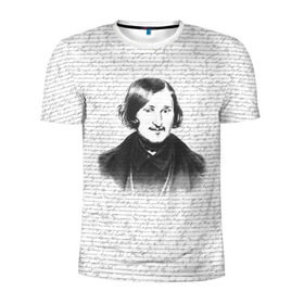 Мужская футболка 3D спортивная с принтом Гоголь в Тюмени, 100% полиэстер с улучшенными характеристиками | приталенный силуэт, круглая горловина, широкие плечи, сужается к линии бедра | бульба | вий | гоголь | мертвые души | миргород | нос | писатель | поэт | ревизор | тарас