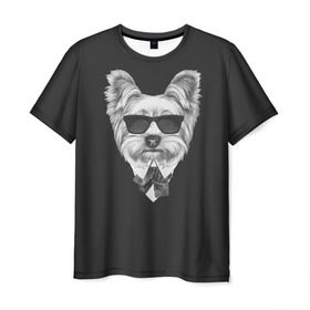 Мужская футболка 3D с принтом Йоркширский терьер_13 в Тюмени, 100% полиэфир | прямой крой, круглый вырез горловины, длина до линии бедер | домашние животные | пес | собака | терьер