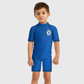 Детский купальный костюм 3D с принтом Chelsea  2018 Элитная форма в Тюмени, Полиэстер 85%, Спандекс 15% | застежка на молнии на спине | chelsea | fc | спорт | спортивные | фк | футбол | футбольный клуб | челси