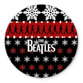 Коврик круглый с принтом Праздничный The Beatles в Тюмени, резина и полиэстер | круглая форма, изображение наносится на всю лицевую часть | Тематика изображения на принте: beatles | the beatles | бител | битлз | битлс | битлы | группа | джон леннон | джордж харрисон | жуки | знак | красный | ливерпульская четвёрка | мерсибит | надпись | новогодний | новый год | пол маккартни | поп