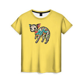 Женская футболка 3D с принтом Внутри чихуахуа в Тюмени, 100% полиэфир ( синтетическое хлопкоподобное полотно) | прямой крой, круглый вырез горловины, длина до линии бедер | домашние животные | пес | песик | собака | собачка | чихуахуа