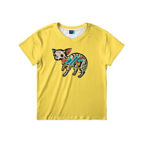 Детская футболка 3D с принтом Внутри чихуахуа в Тюмени, 100% гипоаллергенный полиэфир | прямой крой, круглый вырез горловины, длина до линии бедер, чуть спущенное плечо, ткань немного тянется | домашние животные | пес | песик | собака | собачка | чихуахуа