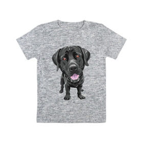 Детская футболка хлопок с принтом Черный лабрадор в Тюмени, 100% хлопок | круглый вырез горловины, полуприлегающий силуэт, длина до линии бедер | домашние животные | лабрадоры | пес | песик | ретриверы | собака | собачка