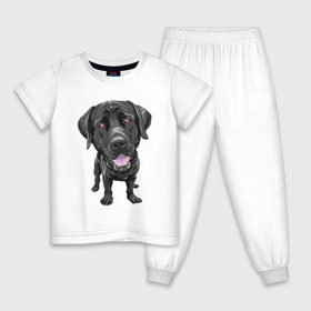 Детская пижама хлопок с принтом Черный лабрадор в Тюмени, 100% хлопок |  брюки и футболка прямого кроя, без карманов, на брюках мягкая резинка на поясе и по низу штанин
 | Тематика изображения на принте: домашние животные | лабрадоры | пес | песик | ретриверы | собака | собачка