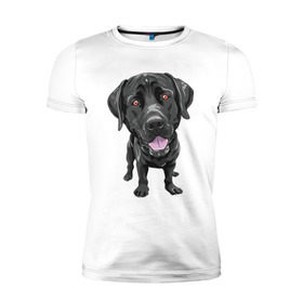 Мужская футболка премиум с принтом Черный лабрадор в Тюмени, 92% хлопок, 8% лайкра | приталенный силуэт, круглый вырез ворота, длина до линии бедра, короткий рукав | домашние животные | лабрадоры | пес | песик | ретриверы | собака | собачка