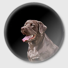Значок с принтом Лабрадор_арт_2 в Тюмени,  металл | круглая форма, металлическая застежка в виде булавки | домашние животные | лабрадор | пес | песик | ретривер | собака | собачка