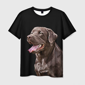 Мужская футболка 3D с принтом Лабрадор_арт_2 в Тюмени, 100% полиэфир | прямой крой, круглый вырез горловины, длина до линии бедер | домашние животные | лабрадор | пес | песик | ретривер | собака | собачка