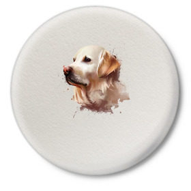 Значок с принтом Лабрадор_арт в Тюмени,  металл | круглая форма, металлическая застежка в виде булавки | домашние животные | пес | ретривер | собака