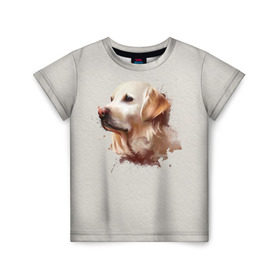 Детская футболка 3D с принтом Лабрадор_арт в Тюмени, 100% гипоаллергенный полиэфир | прямой крой, круглый вырез горловины, длина до линии бедер, чуть спущенное плечо, ткань немного тянется | домашние животные | пес | ретривер | собака