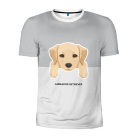 Мужская футболка 3D спортивная с принтом Лабрадор щенок в Тюмени, 100% полиэстер с улучшенными характеристиками | приталенный силуэт, круглая горловина, широкие плечи, сужается к линии бедра | Тематика изображения на принте: домашние животные | лабрадор | пес | песик | ретривер | собака | собачка