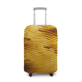 Чехол для чемодана 3D с принтом gold bricks в Тюмени, 86% полиэфир, 14% спандекс | двустороннее нанесение принта, прорези для ручек и колес | geometry | геометрия | грань | кубик | кубики | мозаика | ребро | текстура | тени