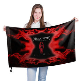 Флаг 3D с принтом Megadeth в Тюмени, 100% полиэстер | плотность ткани — 95 г/м2, размер — 67 х 109 см. Принт наносится с одной стороны | 