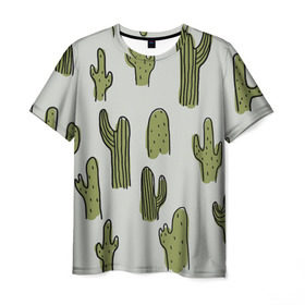 Мужская футболка 3D с принтом Кактус в Тюмени, 100% полиэфир | прямой крой, круглый вырез горловины, длина до линии бедер | cactus | кактус