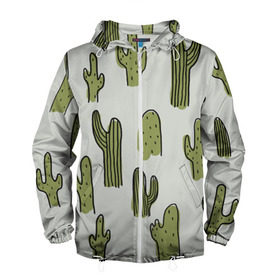 Мужская ветровка 3D с принтом Кактус в Тюмени, 100% полиэстер | подол и капюшон оформлены резинкой с фиксаторами, два кармана без застежек по бокам, один потайной карман на груди | cactus | кактус