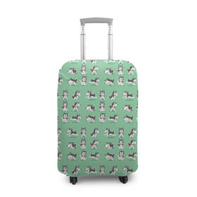 Чехол для чемодана 3D с принтом Веселые хаски в Тюмени, 86% полиэфир, 14% спандекс | двустороннее нанесение принта, прорези для ручек и колес | домашние животные | пес | песик | собака | собачка | хаски