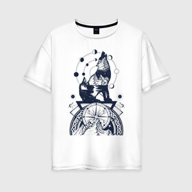 Женская футболка хлопок Oversize с принтом Сибирский хаски в Тюмени, 100% хлопок | свободный крой, круглый ворот, спущенный рукав, длина до линии бедер
 | домашние животные | пес | песик | собака | собачка | хаски
