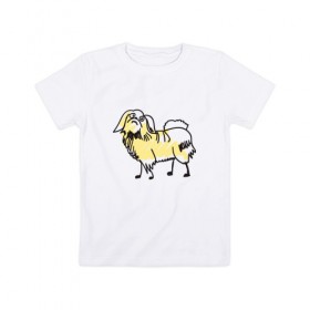 Детская футболка хлопок с принтом Забавный пекинес в Тюмени, 100% хлопок | круглый вырез горловины, полуприлегающий силуэт, длина до линии бедер | домашние животные | пекинес | пес | песик | собака | собачка