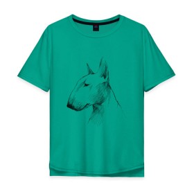 Мужская футболка хлопок Oversize с принтом бультерьер графичный в Тюмени, 100% хлопок | свободный крой, круглый ворот, “спинка” длиннее передней части | бультерьер | домашние животные | пес | песик | собака | собачка