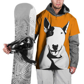 Накидка на куртку 3D с принтом Солнечнй бультерьер в Тюмени, 100% полиэстер |  | Тематика изображения на принте: бультерьер | домашние животные | пес | песик | собака | собачка