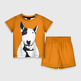 Детский костюм с шортами 3D с принтом Солнечнй бультерьер в Тюмени,  |  | бультерьер | домашние животные | пес | песик | собака | собачка