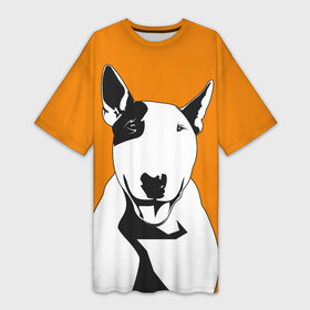 Платье-футболка 3D с принтом Солнечнй бультерьер в Тюмени,  |  | бультерьер | домашние животные | пес | песик | собака | собачка