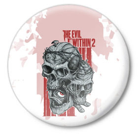 Значок с принтом THE EVIL WITHIN 2 в Тюмени,  металл | круглая форма, металлическая застежка в виде булавки | skull | череп