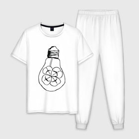 Мужская пижама хлопок с принтом Лампочка Клевер в Тюмени, 100% хлопок | брюки и футболка прямого кроя, без карманов, на брюках мягкая резинка на поясе и по низу штанин
 | 
