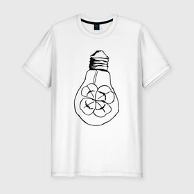 Мужская футболка премиум с принтом Лампочка Клевер в Тюмени, 92% хлопок, 8% лайкра | приталенный силуэт, круглый вырез ворота, длина до линии бедра, короткий рукав | 