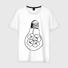 Мужская футболка хлопок с принтом Лампочка Клевер в Тюмени, 100% хлопок | прямой крой, круглый вырез горловины, длина до линии бедер, слегка спущенное плечо. | Тематика изображения на принте: 