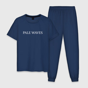 Мужская пижама хлопок с принтом PW в Тюмени, 100% хлопок | брюки и футболка прямого кроя, без карманов, на брюках мягкая резинка на поясе и по низу штанин
 | Тематика изображения на принте: goth | pale waves | готика