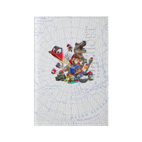 Обложка для паспорта матовая кожа с принтом Марио в Тюмени, натуральная матовая кожа | размер 19,3 х 13,7 см; прозрачные пластиковые крепления | Тематика изображения на принте: mario | nintendo | игра | луиджи | марио | нинтендо