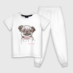 Детская пижама хлопок с принтом Hug a Pug в Тюмени, 100% хлопок |  брюки и футболка прямого кроя, без карманов, на брюках мягкая резинка на поясе и по низу штанин
 | Тематика изображения на принте: домашние животные | мопс | пес | собака