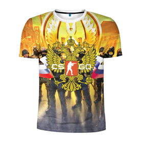 Мужская футболка 3D спортивная с принтом CS GO RUSSIAN TEAM в Тюмени, 100% полиэстер с улучшенными характеристиками | приталенный силуэт, круглая горловина, широкие плечи, сужается к линии бедра | Тематика изображения на принте: cs go | россия | шутер