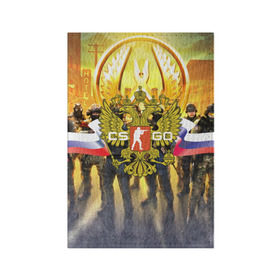 Обложка для паспорта матовая кожа с принтом CS GO RUSSIAN TEAM в Тюмени, натуральная матовая кожа | размер 19,3 х 13,7 см; прозрачные пластиковые крепления | Тематика изображения на принте: cs go | россия | шутер