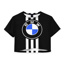 Женская футболка 3D укороченная с принтом BMW SPORTWEAR в Тюмени, 100% полиэстер | круглая горловина, длина футболки до линии талии, рукава с отворотами | bmw | автомобильные | бмв | машины