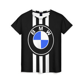 Женская футболка 3D с принтом BMW SPORTWEAR в Тюмени, 100% полиэфир ( синтетическое хлопкоподобное полотно) | прямой крой, круглый вырез горловины, длина до линии бедер | bmw | автомобильные | бмв | машины