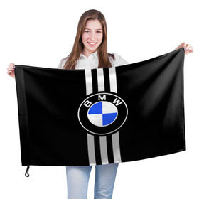 Флаг 3D с принтом BMW SPORTWEAR в Тюмени, 100% полиэстер | плотность ткани — 95 г/м2, размер — 67 х 109 см. Принт наносится с одной стороны | bmw | автомобильные | бмв | машины