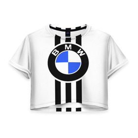 Женская футболка 3D укороченная с принтом BMW SPORTWEAR в Тюмени, 100% полиэстер | круглая горловина, длина футболки до линии талии, рукава с отворотами | bmw | автомобильные | бмв | машины