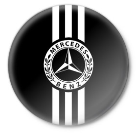 Значок с принтом MERCEDES BENZ в Тюмени,  металл | круглая форма, металлическая застежка в виде булавки | mercedes | автомобильные | машины | мерседес.mercedes benz
