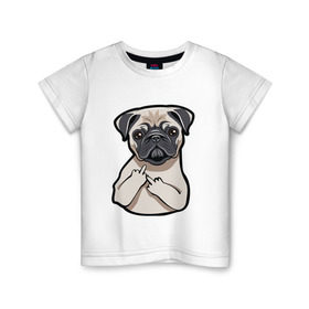 Детская футболка хлопок с принтом Злой мопс в Тюмени, 100% хлопок | круглый вырез горловины, полуприлегающий силуэт, длина до линии бедер | домашние животные | мопс | пес | песик | собака | собачка
