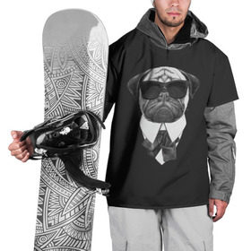 Накидка на куртку 3D с принтом Мопс в черном в Тюмени, 100% полиэстер |  | домашние животные | мопс | пес | песик | собака | собачка