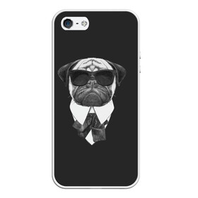 Чехол для iPhone 5/5S матовый с принтом Мопс в черном в Тюмени, Силикон | Область печати: задняя сторона чехла, без боковых панелей | домашние животные | мопс | пес | песик | собака | собачка