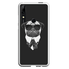 Чехол для Honor P Smart Z с принтом Мопс в черном в Тюмени, Силикон | Область печати: задняя сторона чехла, без боковых панелей | домашние животные | мопс | пес | песик | собака | собачка