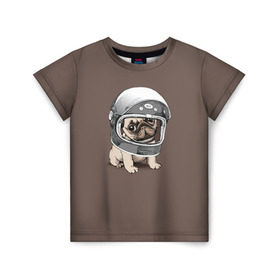 Детская футболка 3D с принтом Мопсик в скафандре в Тюмени, 100% гипоаллергенный полиэфир | прямой крой, круглый вырез горловины, длина до линии бедер, чуть спущенное плечо, ткань немного тянется | домашние животные | мопс | пес | песик | собака | собачка