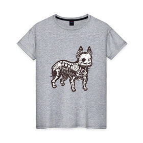 Женская футболка хлопок с принтом Бульдог ренген в Тюмени, 100% хлопок | прямой крой, круглый вырез горловины, длина до линии бедер, слегка спущенное плечо | бульдог | домашние животные | пес | песик | собака | собачка | французский бульдог