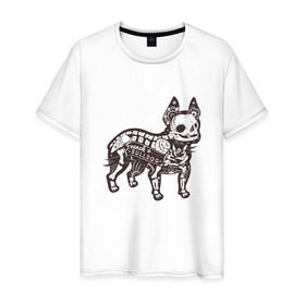 Мужская футболка хлопок с принтом Бульдог ренген в Тюмени, 100% хлопок | прямой крой, круглый вырез горловины, длина до линии бедер, слегка спущенное плечо. | бульдог | домашние животные | пес | песик | собака | собачка | французский бульдог