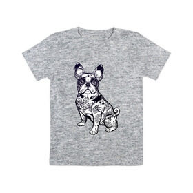 Детская футболка хлопок с принтом Суровый бульдог в Тюмени, 100% хлопок | круглый вырез горловины, полуприлегающий силуэт, длина до линии бедер | бульдог | домашние животные | пес | песик | собака | собачка | французский бульдог