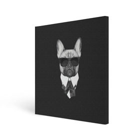Холст квадратный с принтом Бульдог в черном в Тюмени, 100% ПВХ |  | Тематика изображения на принте: бульдог | домашние животные | пес | песик | собака | собачка | французский бульдог