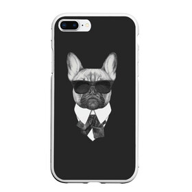 Чехол для iPhone 7Plus/8 Plus матовый с принтом Бульдог в черном в Тюмени, Силикон | Область печати: задняя сторона чехла, без боковых панелей | бульдог | домашние животные | пес | песик | собака | собачка | французский бульдог