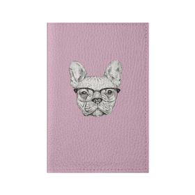 Обложка для паспорта матовая кожа с принтом Бульдог в очках в Тюмени, натуральная матовая кожа | размер 19,3 х 13,7 см; прозрачные пластиковые крепления | бульдог | домашние животные | пес | песик | собака | собачка | французский бульдог